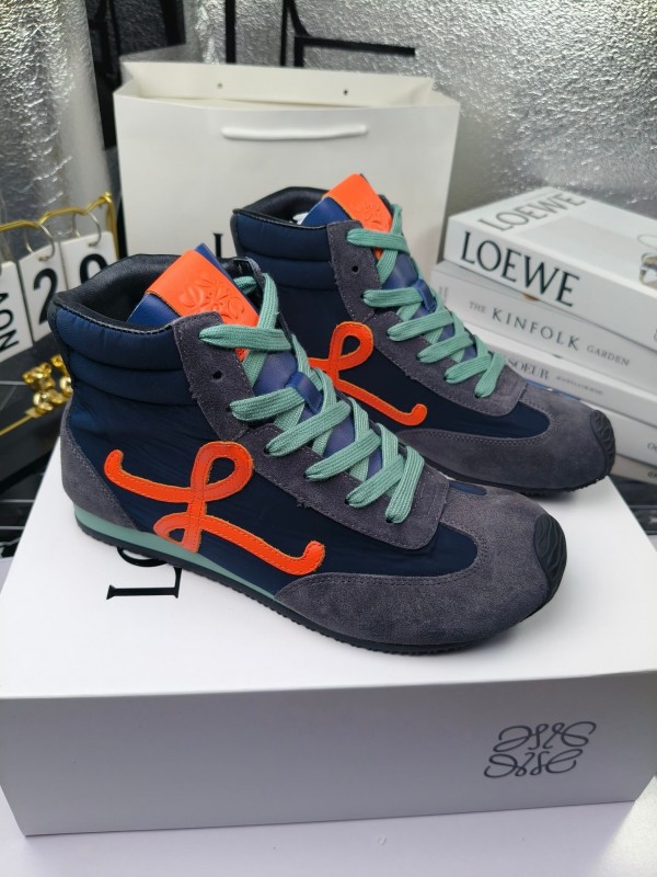 LOEWE High-Top German Training Sneakers Retro Fashion Casual White Shoes - LY00330