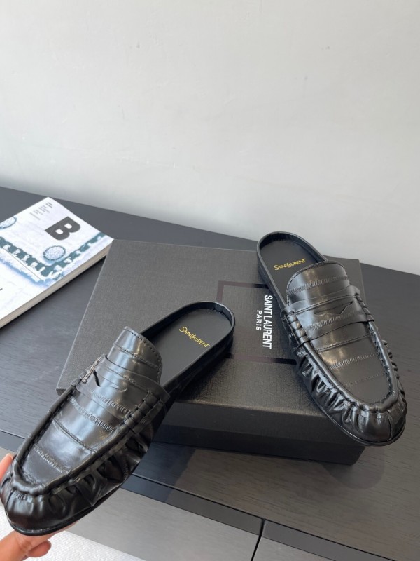 Saint Laurent Classic Loafer Half-Drag Mule Shoes - KF Y00350