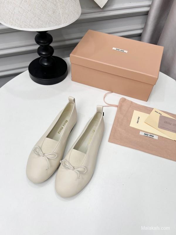 Miu Miu Ballet Flats Bow Mary Jane Shoes - LY00260