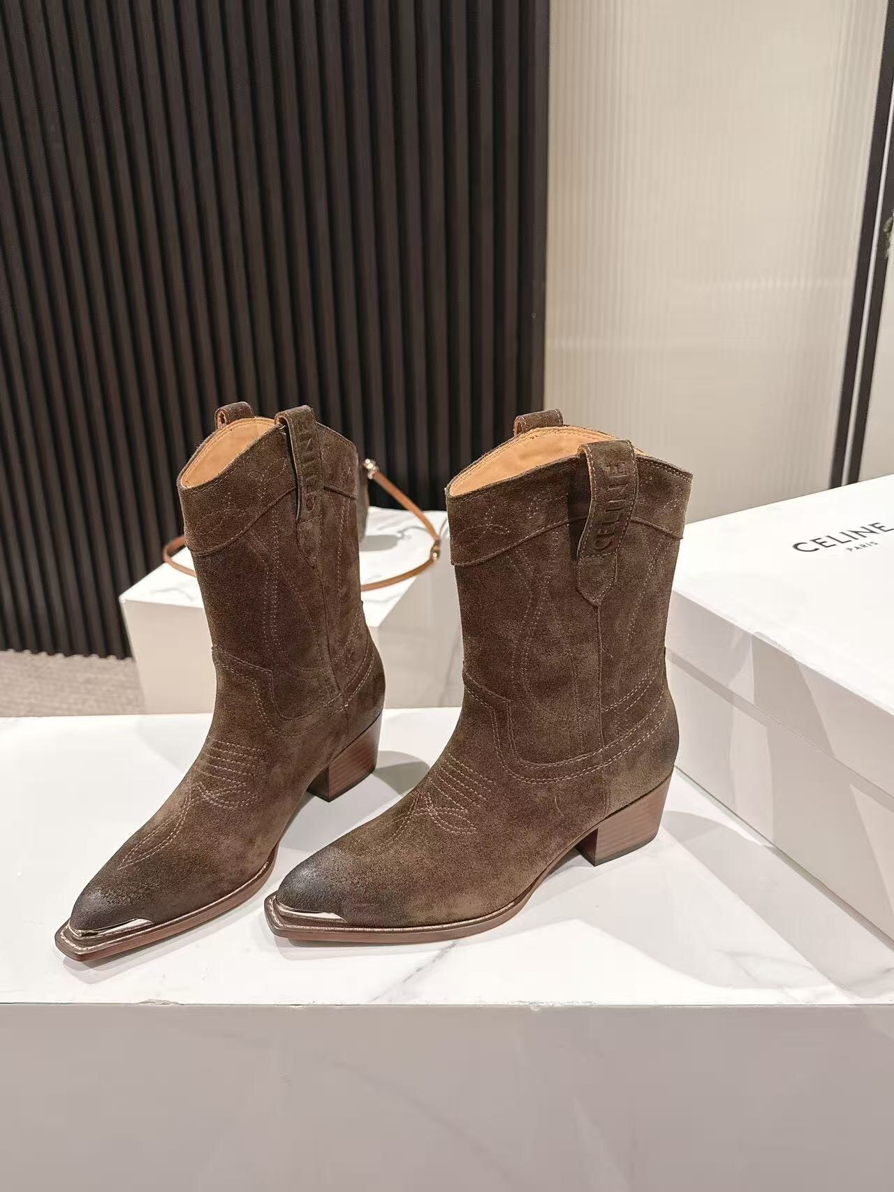 CELINE 2025 SS Fashion Boots with Arch of Triumph Logo - LY00440
