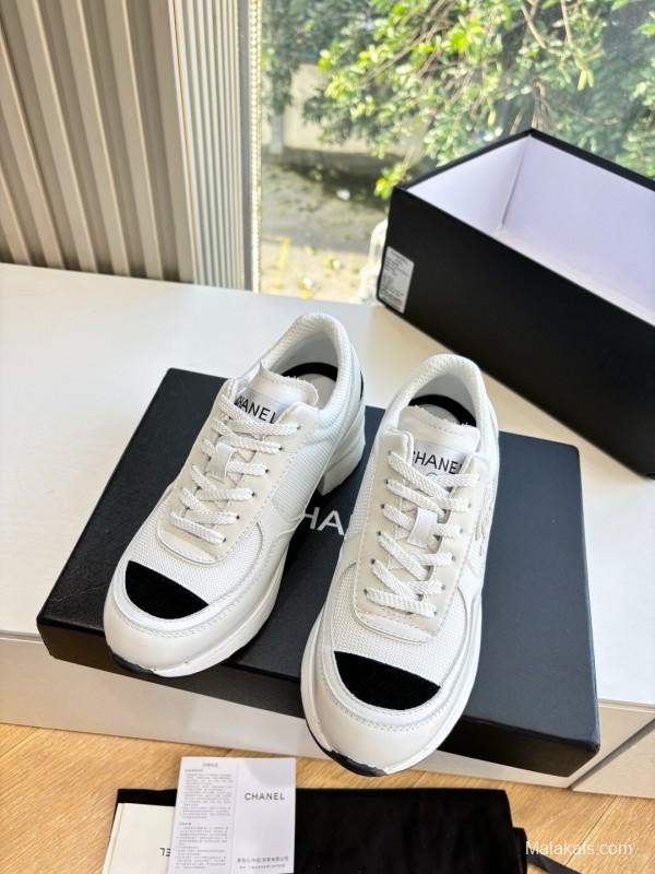 Chanel 2025 SS New Arrival High-Heel Two-Tone Casual Sneakers - KFY00320