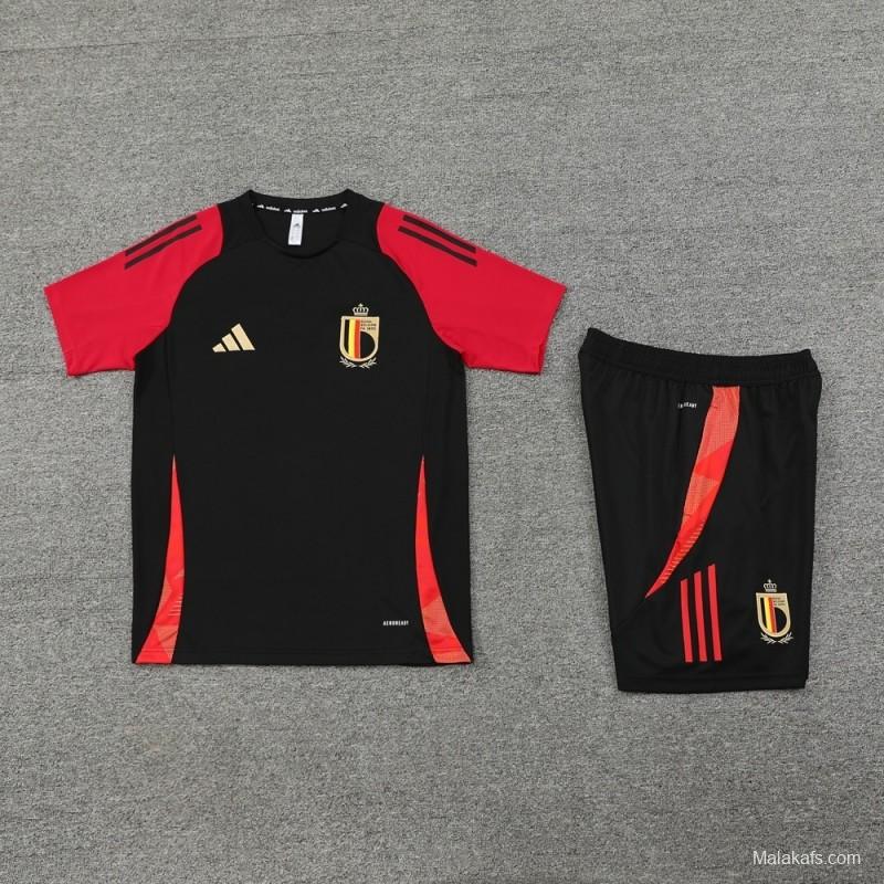 2025 Belgium Black Short Sleeve+Soccer Shorts