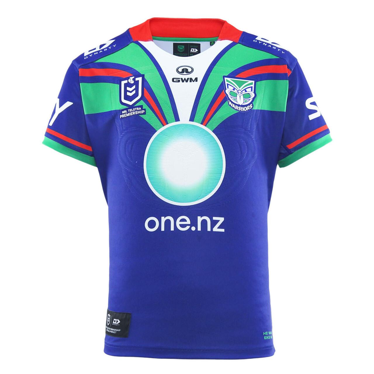 25/26 New Zealand Warriors Navy Blue with Green and Red Diagonal Stripes and Circular Gradient Heritage Jersey