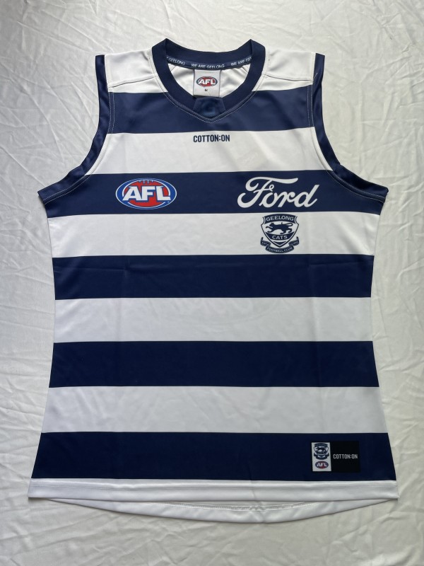 25/26 Geelong Cats Navy and White Hooped Jersey