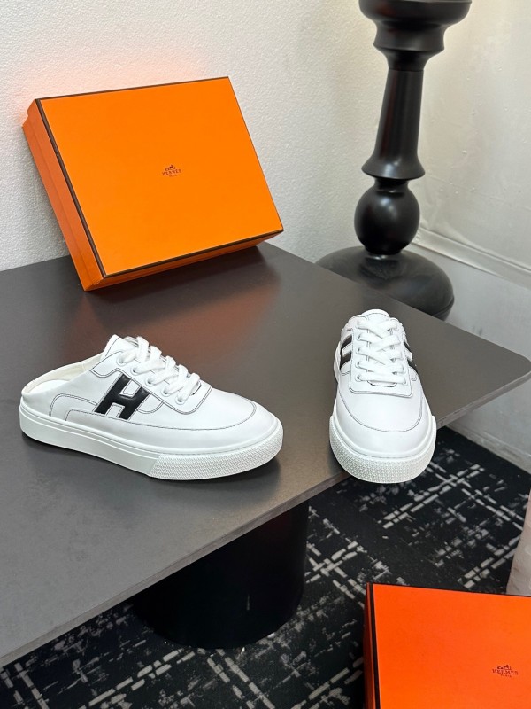 Hermès Deep Series Couple White Sneakers Casual Skate Shoes - AS00320