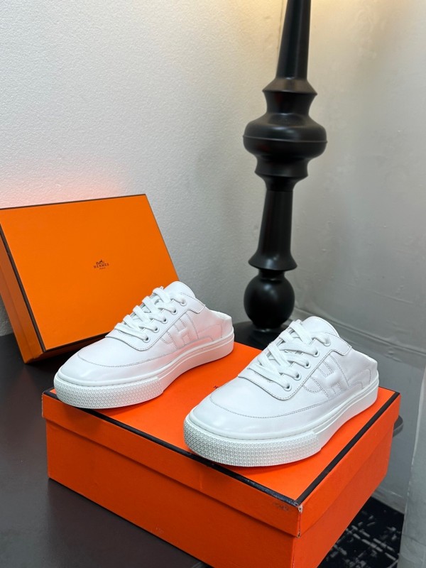 Hermès Deep Series Couple White Sneakers Casual Skate Shoes - AS00320