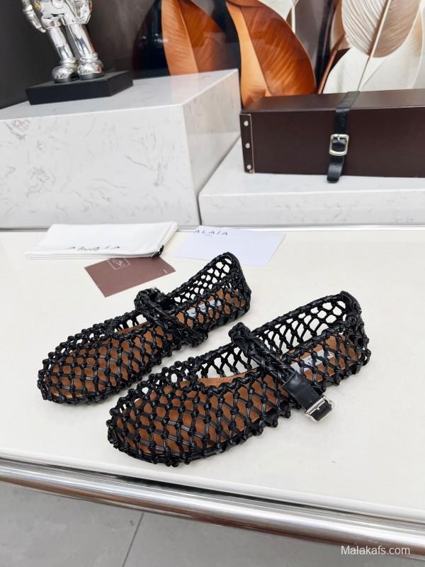 Alaia 2025SS Handwoven Ballet Dance Shoes with Inner Height Increase - LY00280