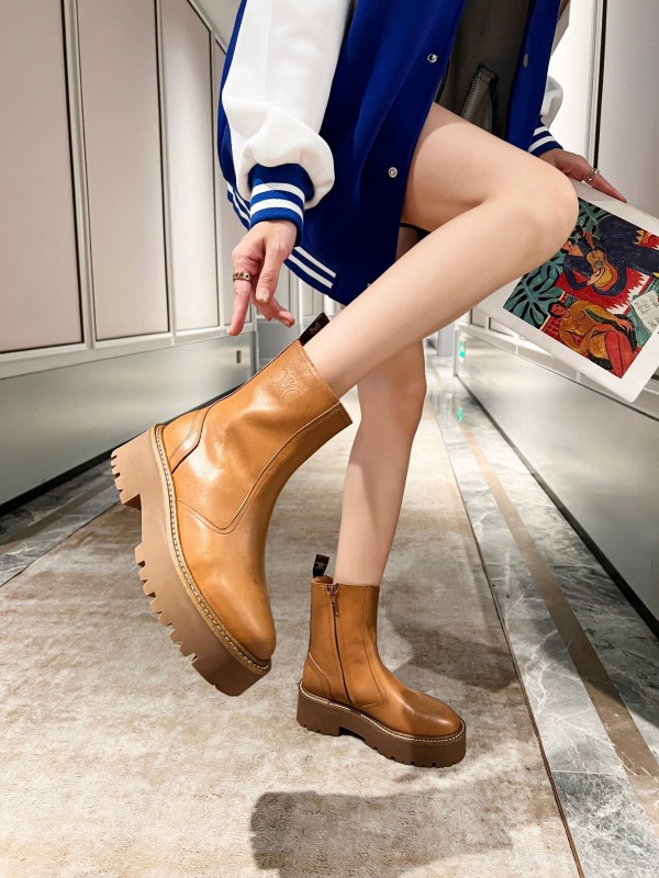 Celine 2025/ss Triomphe Side Zip Ankle Boots - L Y00320