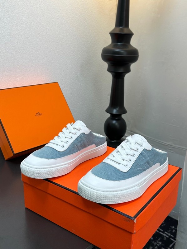 Hermès Deep Series Couple's White Sneakers Casual Skate Shoes - AS00320