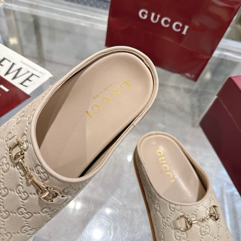 Gucci Camel Suede Horsebit Women's Barefoot Mules - LY00240