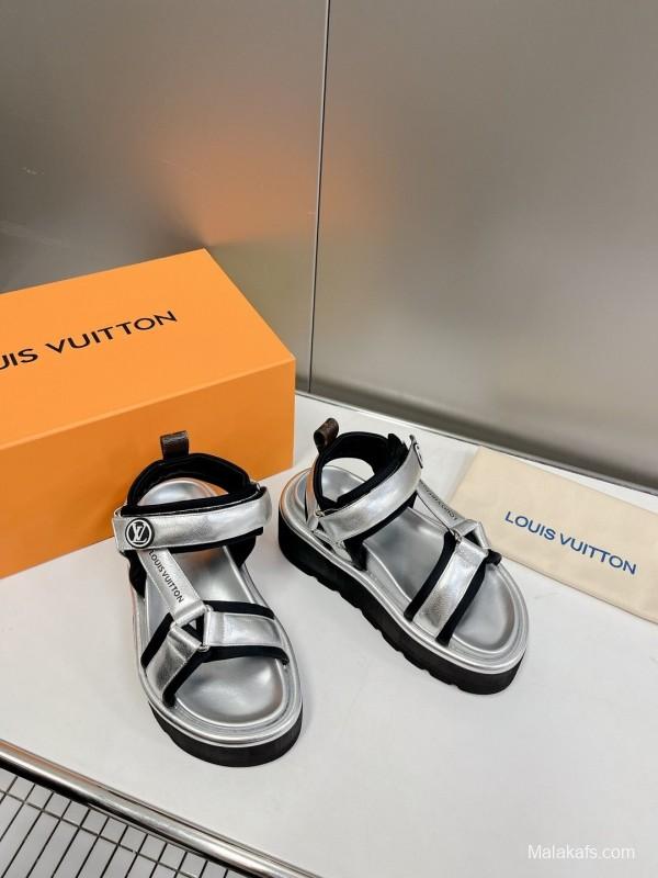 LV 2025/SS High-End Fashion Versatile Platform Sandals with Thick Sole for Height Increase and Slimming Effect - LY00