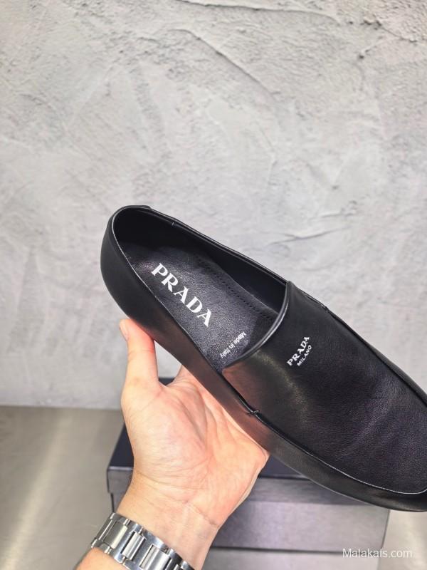 Prada Shuffle Monk Loafers Classic Retro Men's Leather Shoes - AS00380