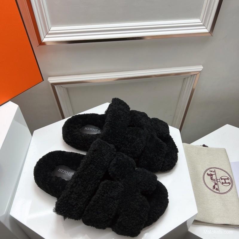 H Love Second Uncle Shoes Fur Slippers - LY00270