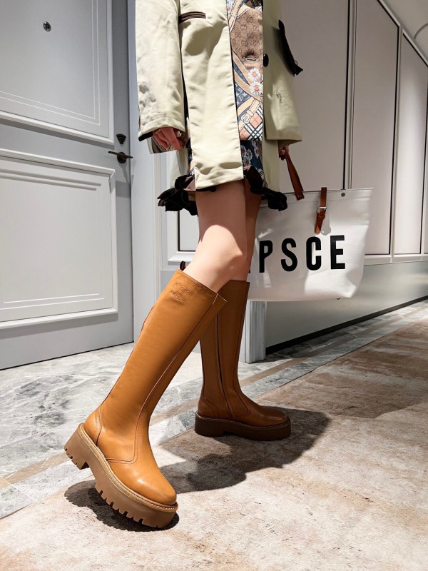 Celine 2025/ss Fall Winter Triomphe Side Zip Knee High Boots - L Y00420