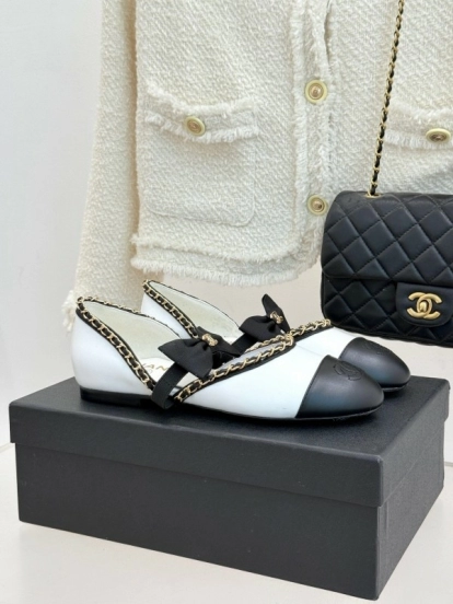 Chanel 2025 SS Hollow Chain Bow Mary Jane Shoes - KFY00290/KFY00300