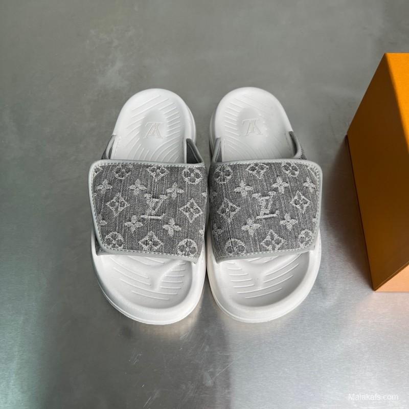 Louis Vuitton Miami Mule Slippers with Hook and Loop Fastener - YC