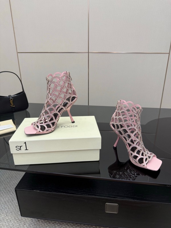 Sergio Rossi Mermaid Sandals 2025 SS Collection Elegant Fishnet High Heels - KFY00470