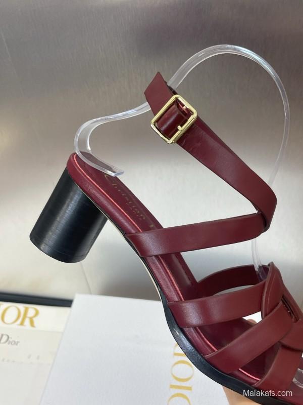 Dior D-Club Jelly Color Hollow Layered Cross Strap Mid Heel Women Shoes - KFY00290