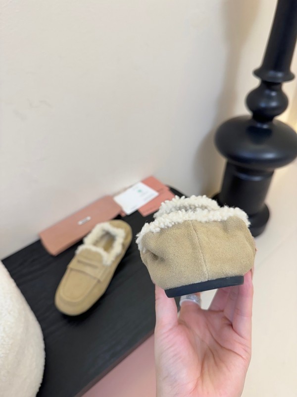 MIUMIU Thick Sole New British Style Wool Loafer Cotton Shoes - KFY00320