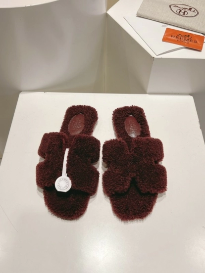 Hermès Teddy Wool Flat Slippers - LY00240