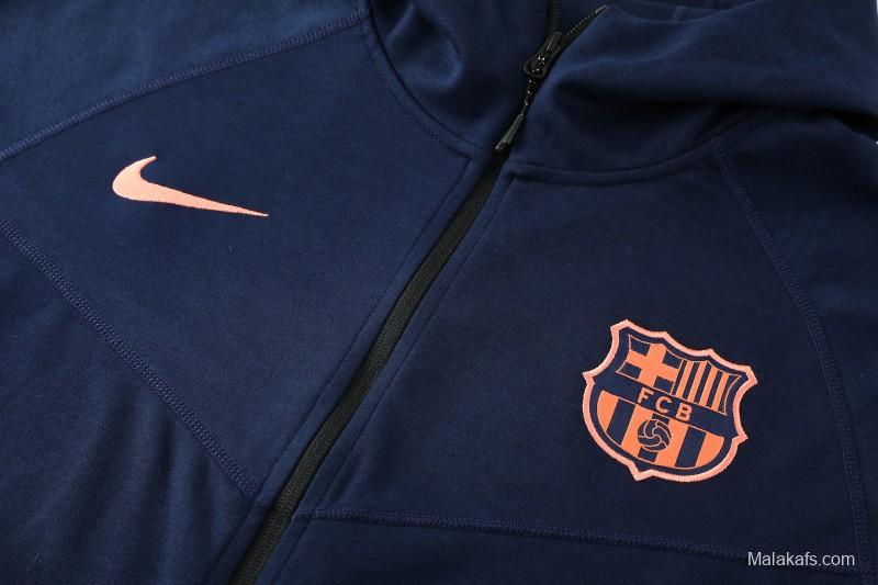 25/26 Barcelona 01 Royal Blue Hoodie Full Zipper Jacket+Long Pants