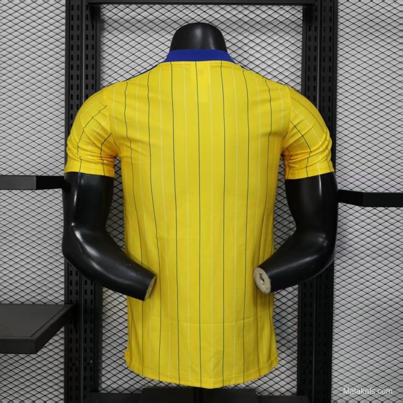 Player Version 25/26 Leeds United Retro Home Yellow with Vertical Stripe Pattern Jersey