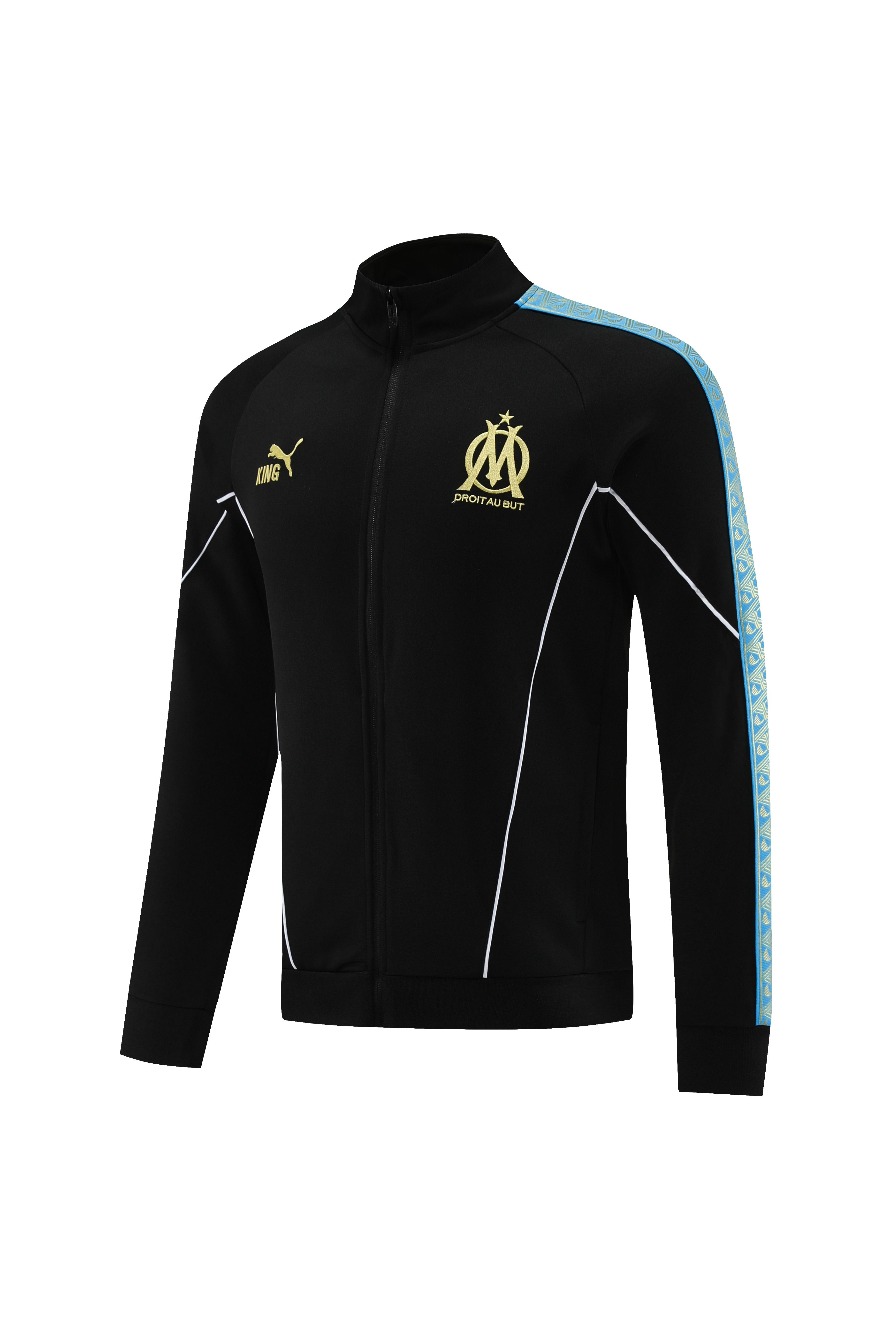 25/26 Olympique Marseille Black Full zipper Jacket Tracksuit+ long pants