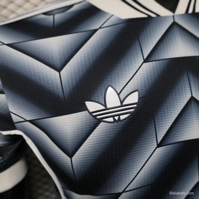 Player Version  1988/89 Real Madrid Third Navy Blue with 3D Geometric Chevron Pattern Jersey