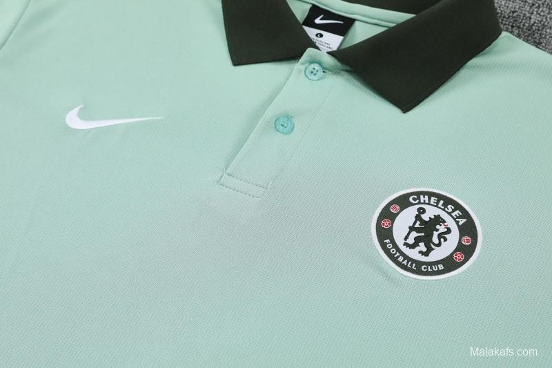 26/27  Chelsea Light Green Polo Training Shirt + Long Pants Tracksuit
