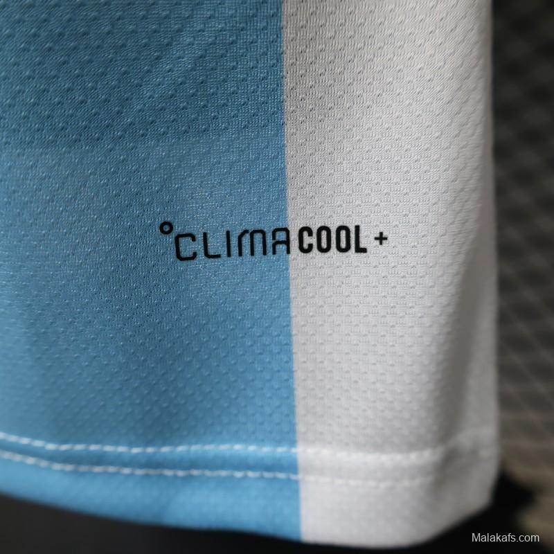 Player Version 2027 Argentina Home White & Light Blue Stripes with FIFA World Cup Champion Badge Jersey