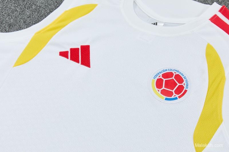 26/27 Colombia White Sleeveless Training Vest +Navy Blue Shorts Set