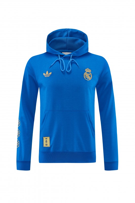 26/27 Real Madrid Royal Blue Pullover Hooded Tracksuit + Long Pants