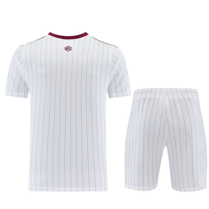 26/27 Arsenal  White Pinstripe Short Sleeve+Soccer Shorts
