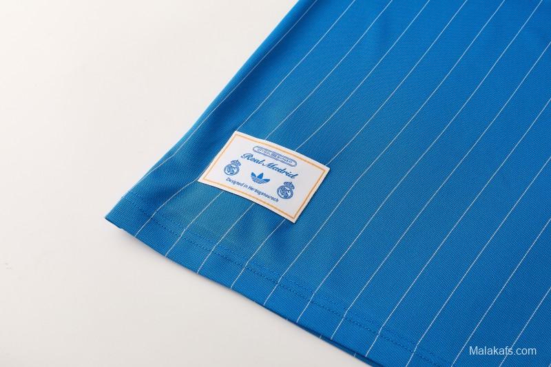 26/27 Real Madrid  Blue Pinstripe  Short Sleeve+Soccer Shorts