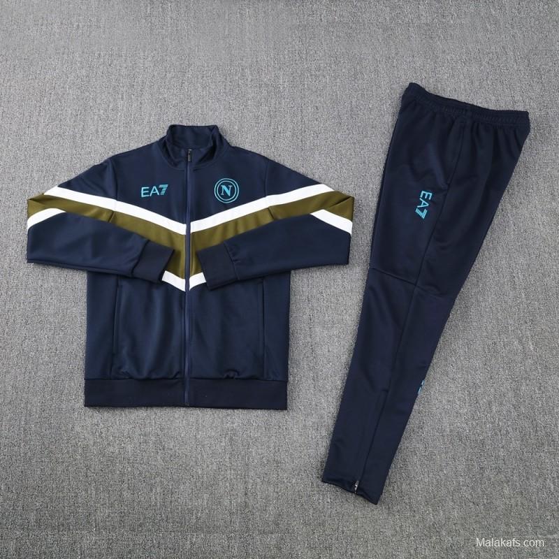 26/27 Napoli Navy Blue  Full Zipper Jacket Tracksuit + Long Pants