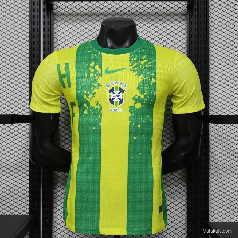 Player Version 2026 Brazil Yellow & Green Vertical Stripe Special Edition Jersey