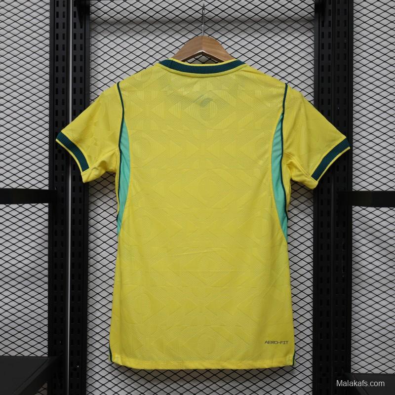 Player Version Women 2026  Brazil Yellow with Green Home Jersey