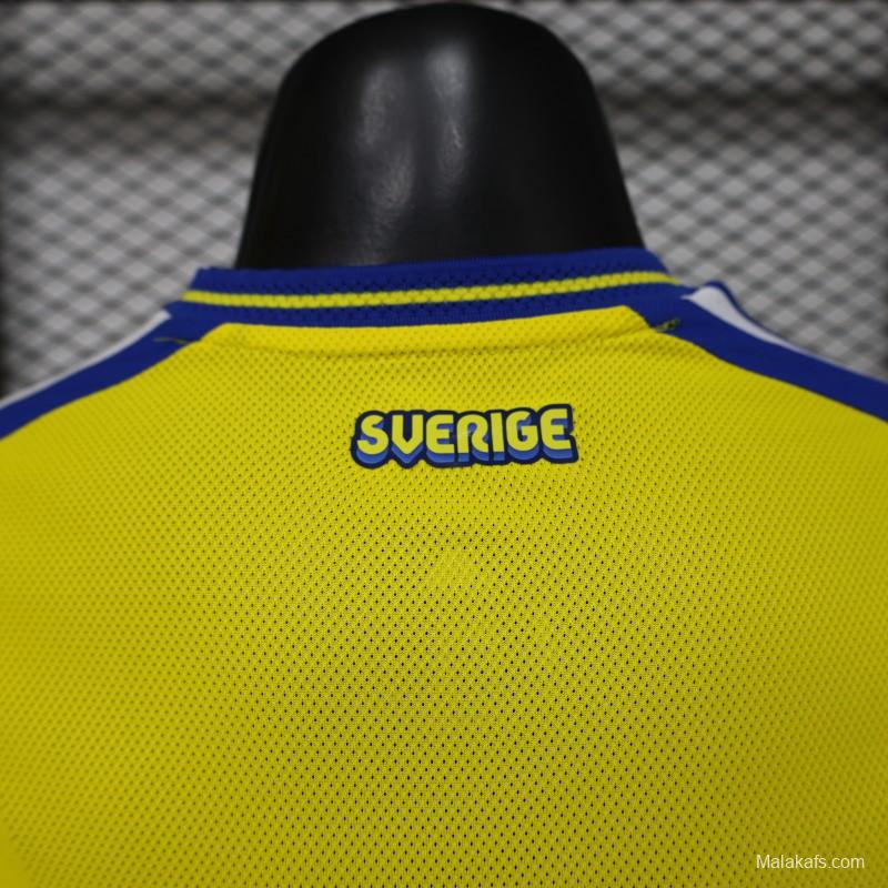 Player Version 2026 Sweden Yellow with Blue Panel Home Jersey