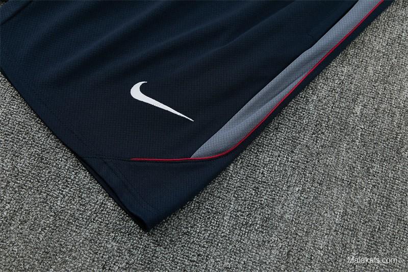 2026 England Grey Short Sleeve+ Navy Blue Soccer Shorts