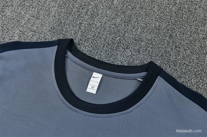 2026 England Grey Short Sleeve+ Navy Blue Soccer Shorts