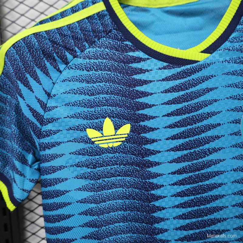 Player Version 2026 Womens Colombia Away Blue with Wave Diamond Pattern Jersey