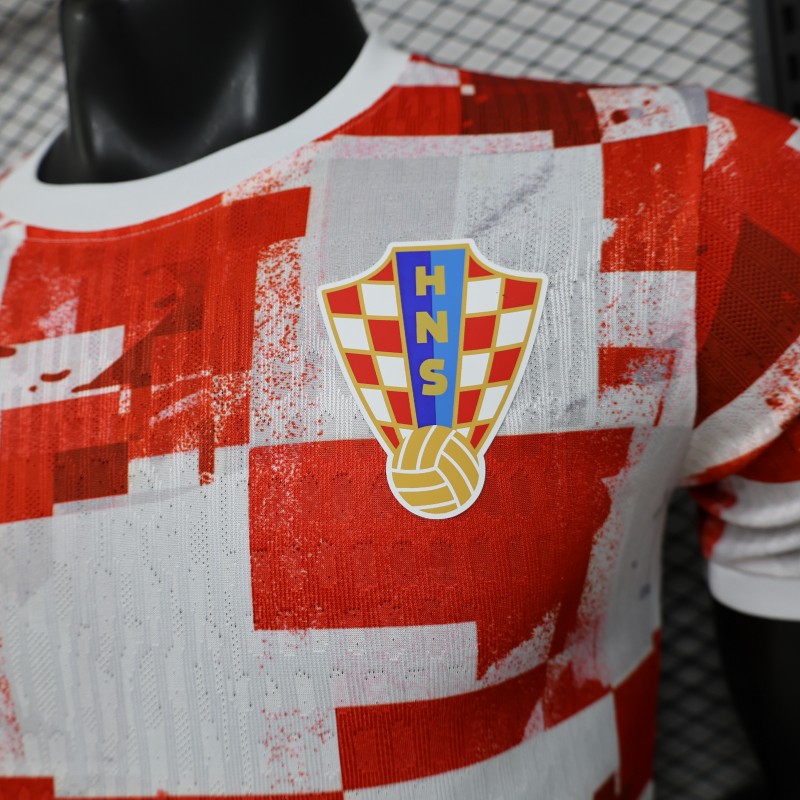 Player Version 2026 Croatia Home Red White with Checkerboard Pattern Jersey