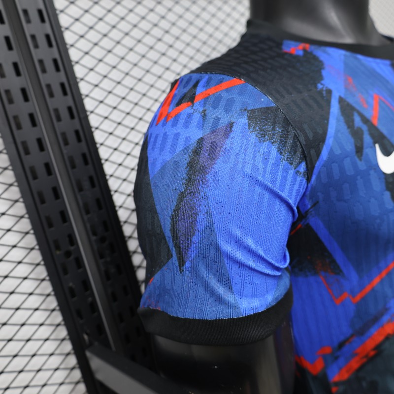 Player Version 2026 Croatia Third Special Edition Blue with Abstract Geometric Brushstroke Pattern Jersey