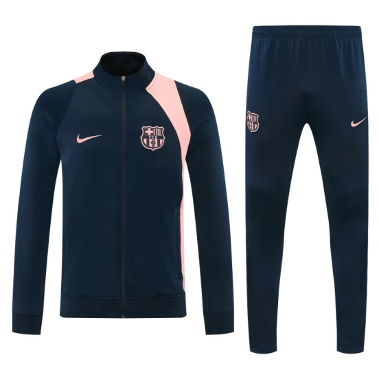 26/27 Barcelona Navy Blue & Pink  Full Zipper Jacket Tracksuit + Long Pants