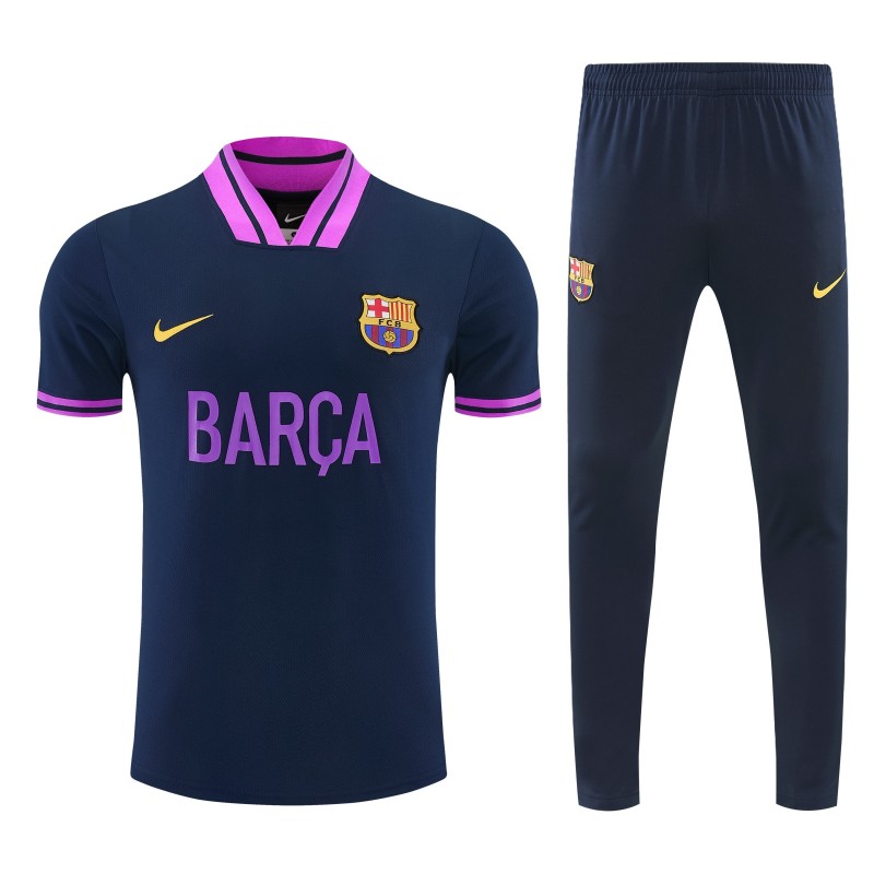 26/27 FC Barcelona Navy Blue with Purple  Short Sleeve Tracksuit + Long Pants