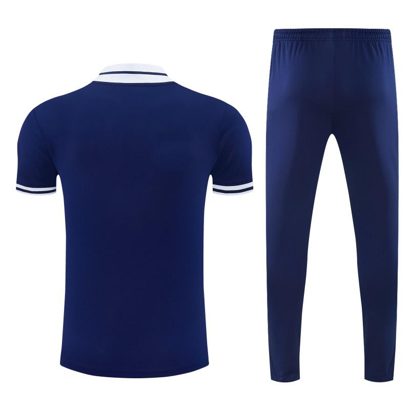 26/27 Paris Saint-Germain Navy Blue with "PARIS" Eiffel Tower Short Sleeve Tracksuit + Long Pants