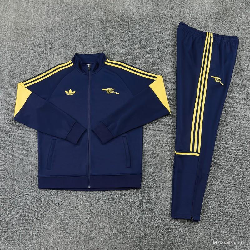 26/27 Arsenal Navy Blue & Yellow Full Zipper Jacket Tracksuit + Long Pants