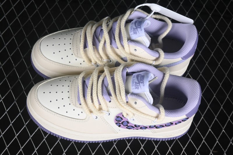 Nike Air Force 1 '07 Low Hand-Painted Taro Leopard Casual Skateboarding Shoes - FJ7740-111