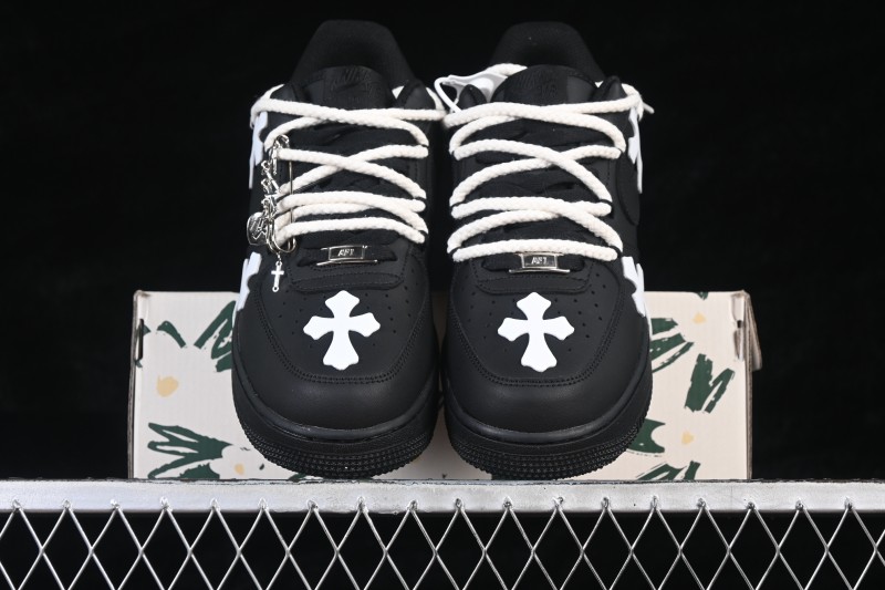Nike Air Force 1 '07 Low Black Chrome Cross Casual Skateboarding Shoes - CW2288-111