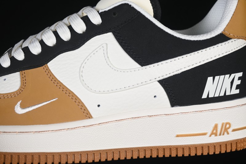 Nike Air Force 1 '07 Low White Wheat Black Panel Casual Sneakers - IH0687-700